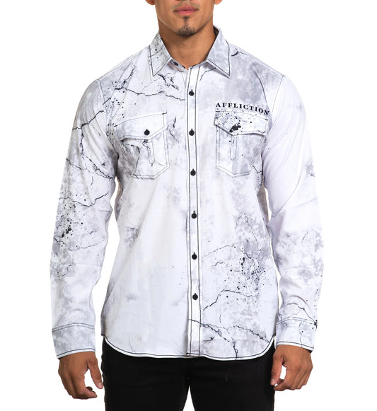 AFFLICTION'S MENS SEDONA LONG-SLEEVE WOVEN BUTTON-DOWN SHIRT