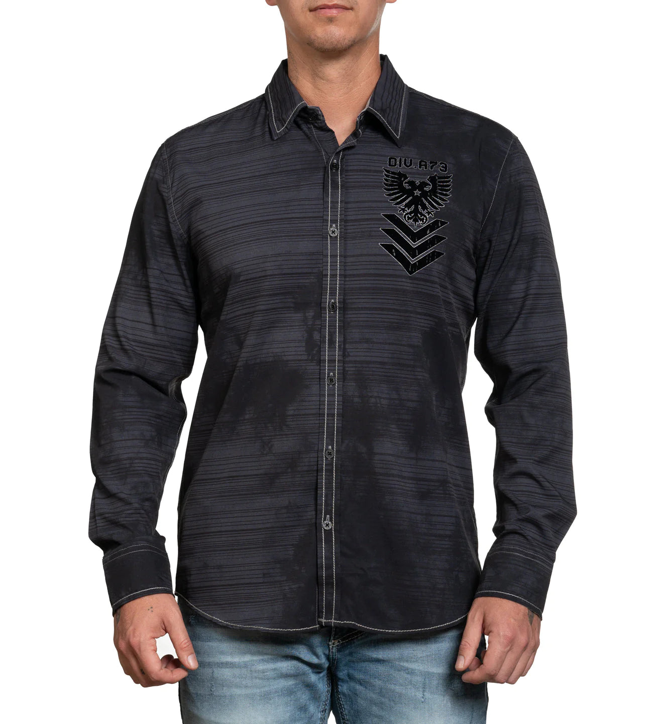 AFFLICTION'S MENS LAYTON LONG-SLEEVE WOVEN BUTTON-DOWN SHIRT