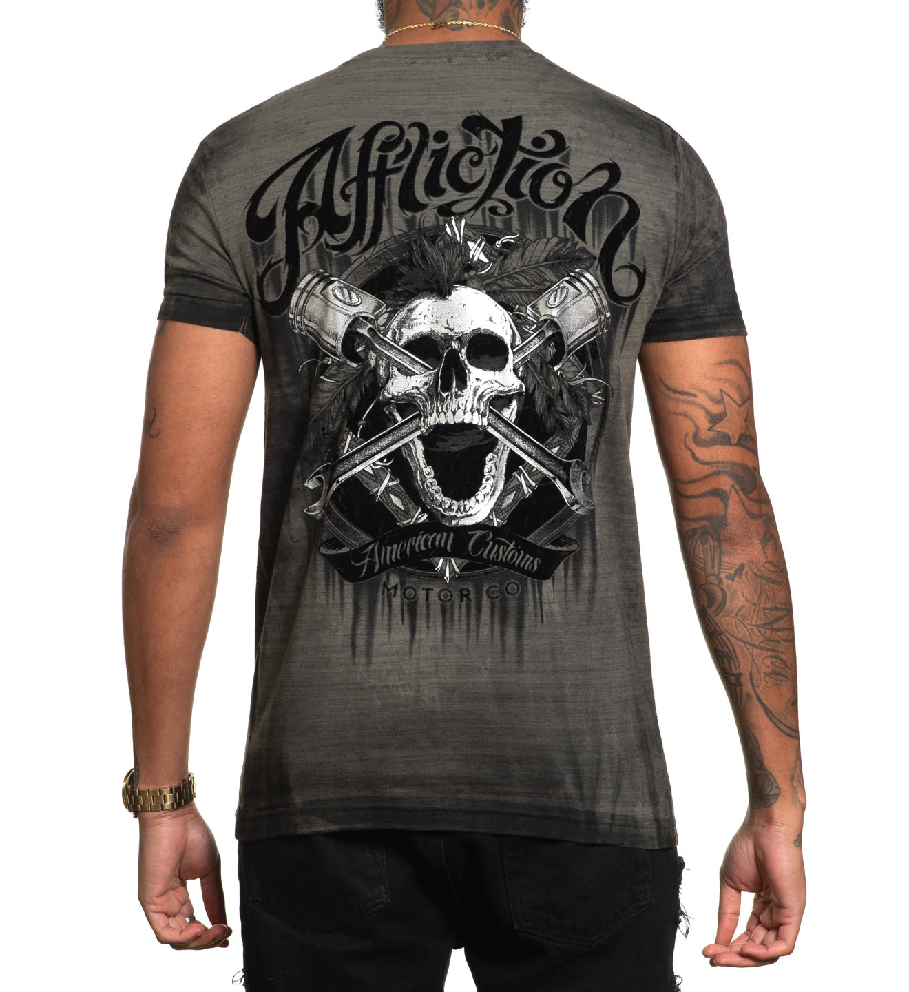 AFFLICTION AC OAKLEY OIL SHORT-SLEEVE TEE