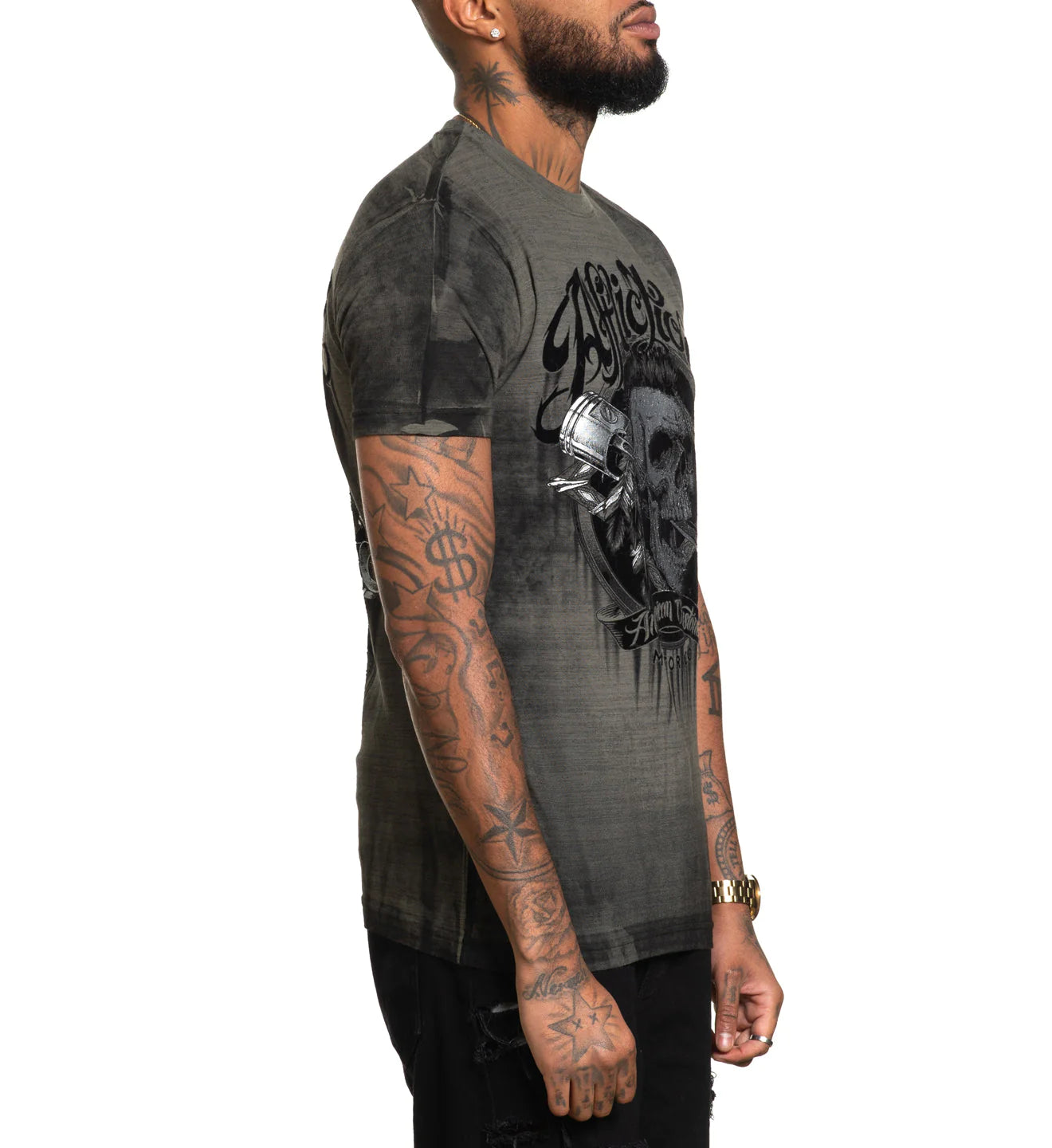 AFFLICTION AC OAKLEY OIL SHORT-SLEEVE TEE