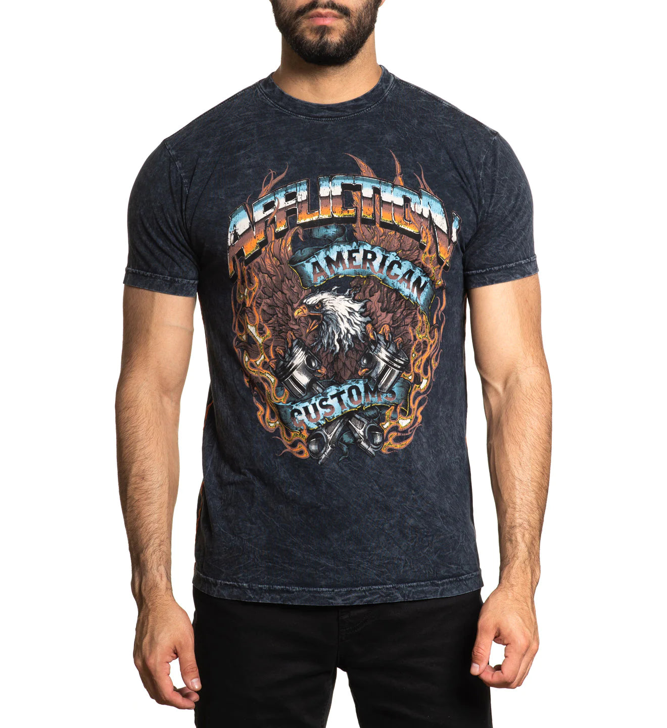 AFFLICTION AC EAGLE FIRE SHORT-SLEEVE TEE STITCH UP SIDE