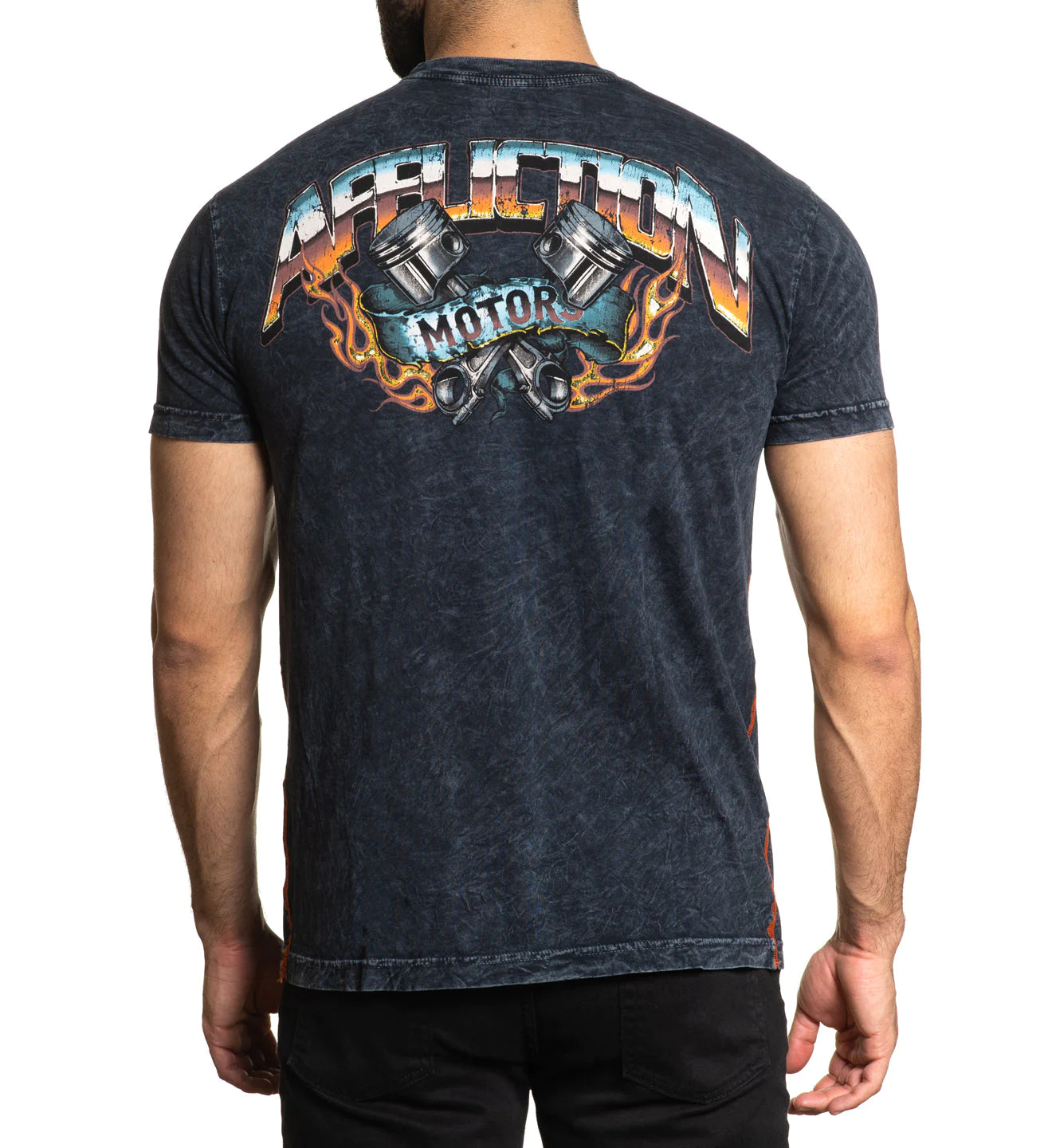 AFFLICTION AC EAGLE FIRE SHORT-SLEEVE TEE STITCH UP SIDE