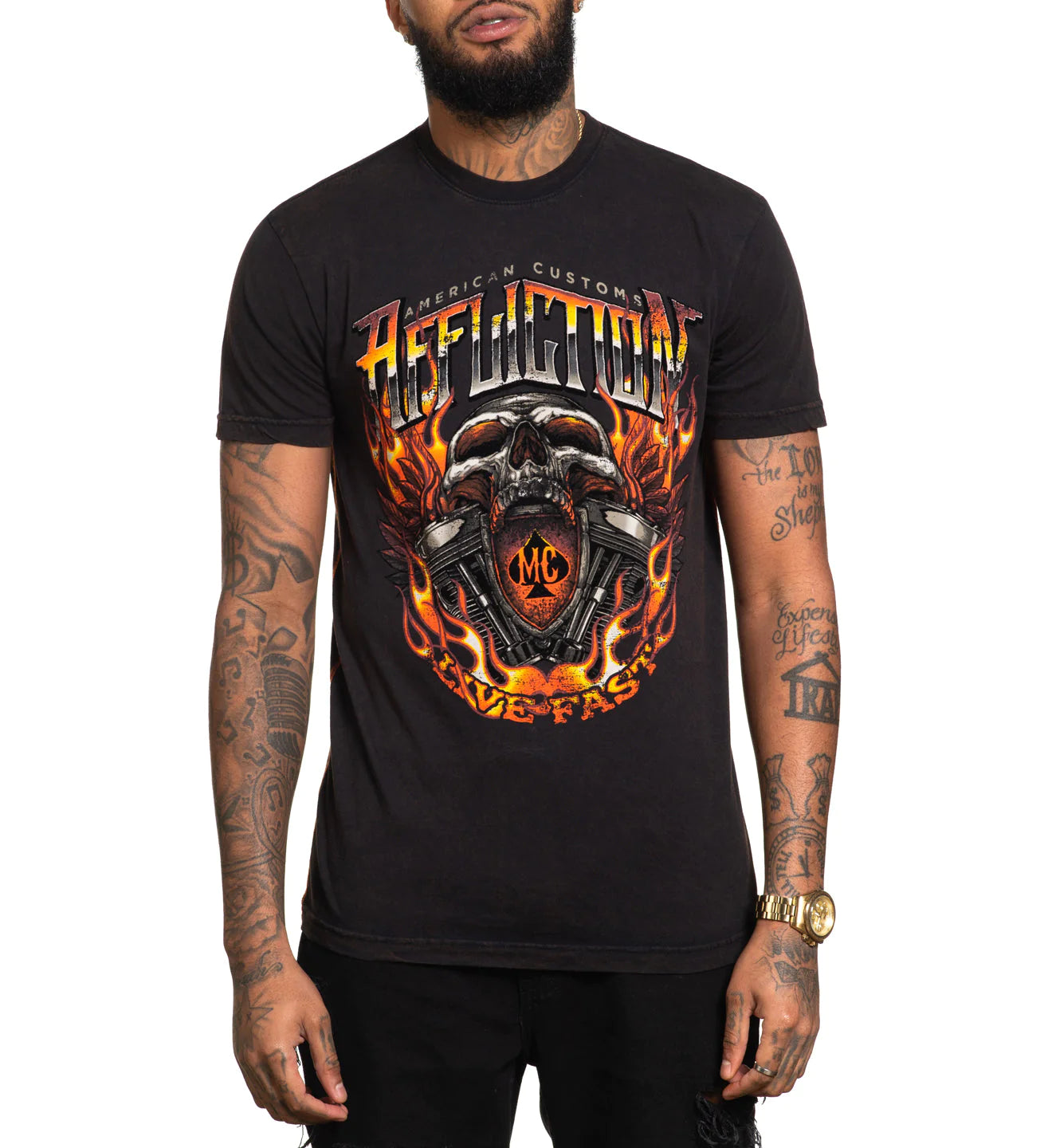 AFFLICTION AC BURNIN STEEL SHORT-SLEEVE TEE