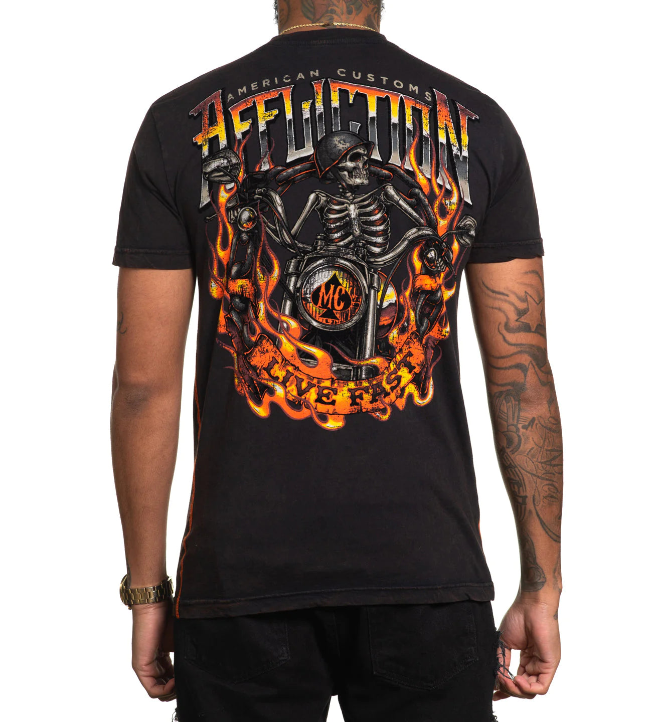 AFFLICTION AC BURNIN STEEL SHORT-SLEEVE TEE