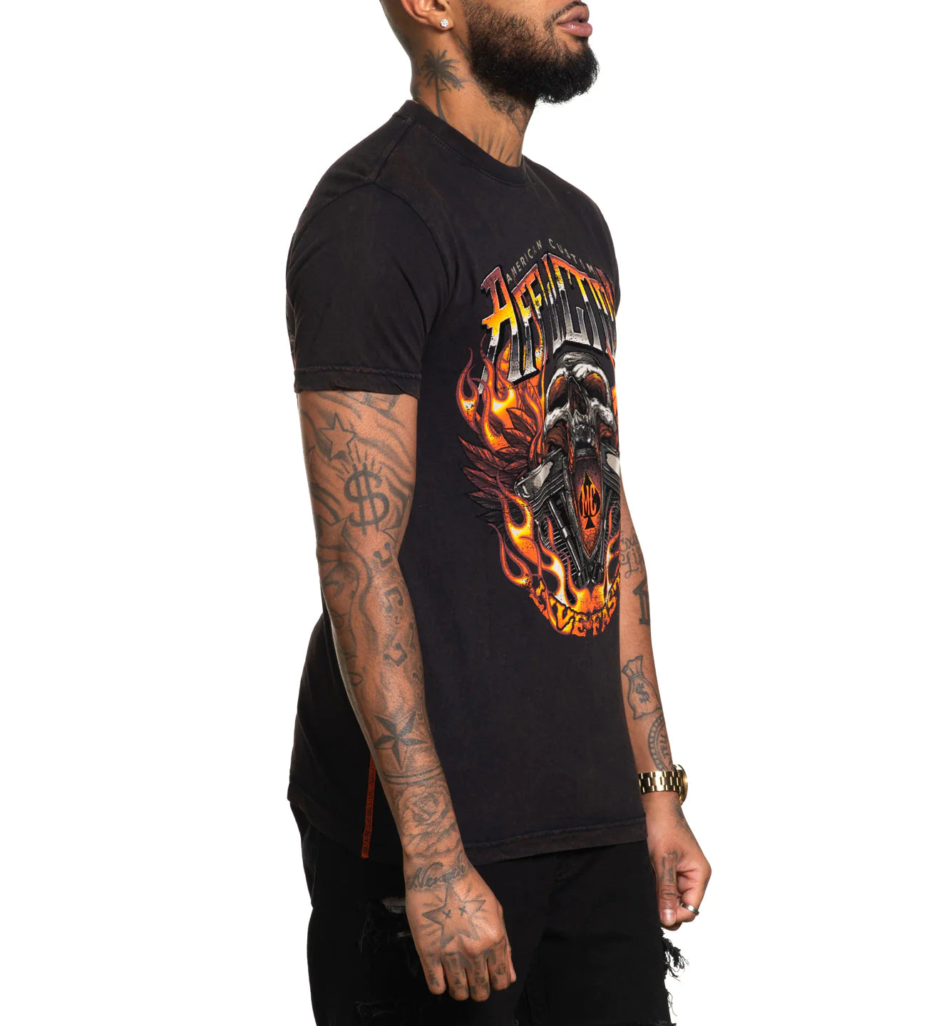 AFFLICTION AC BURNIN STEEL SHORT-SLEEVE TEE