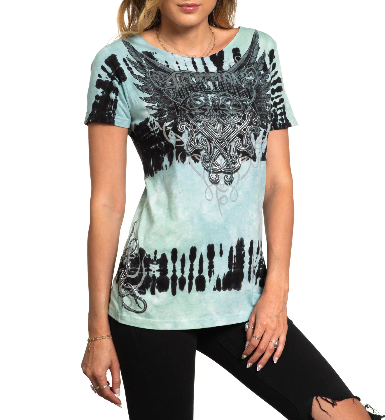 AFFLICTION Celtic Heart Short-Sleeve Scoop Neck