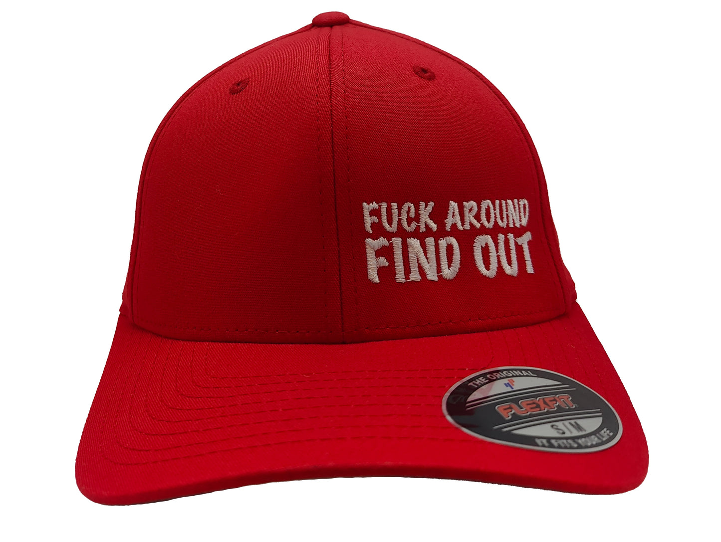 FUCK AROUND FIND OUT FlexFit Adult Hat Red / White