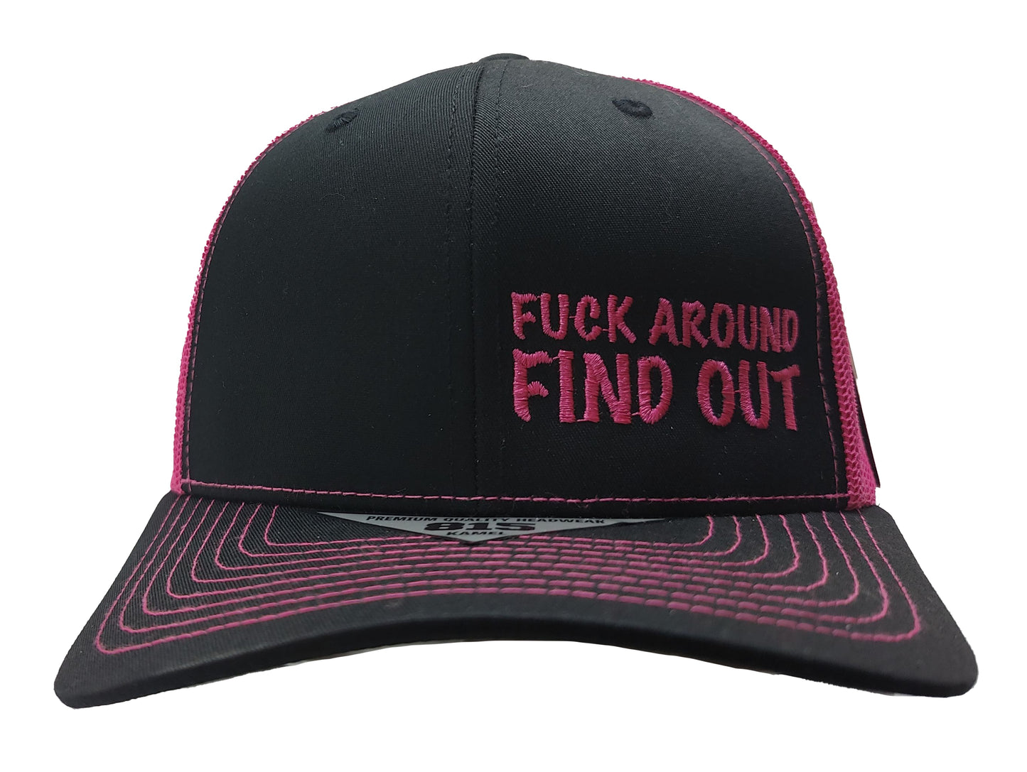 FUCK AROUND FIND OUT Kamel Adult Hat 815 Black / Pink