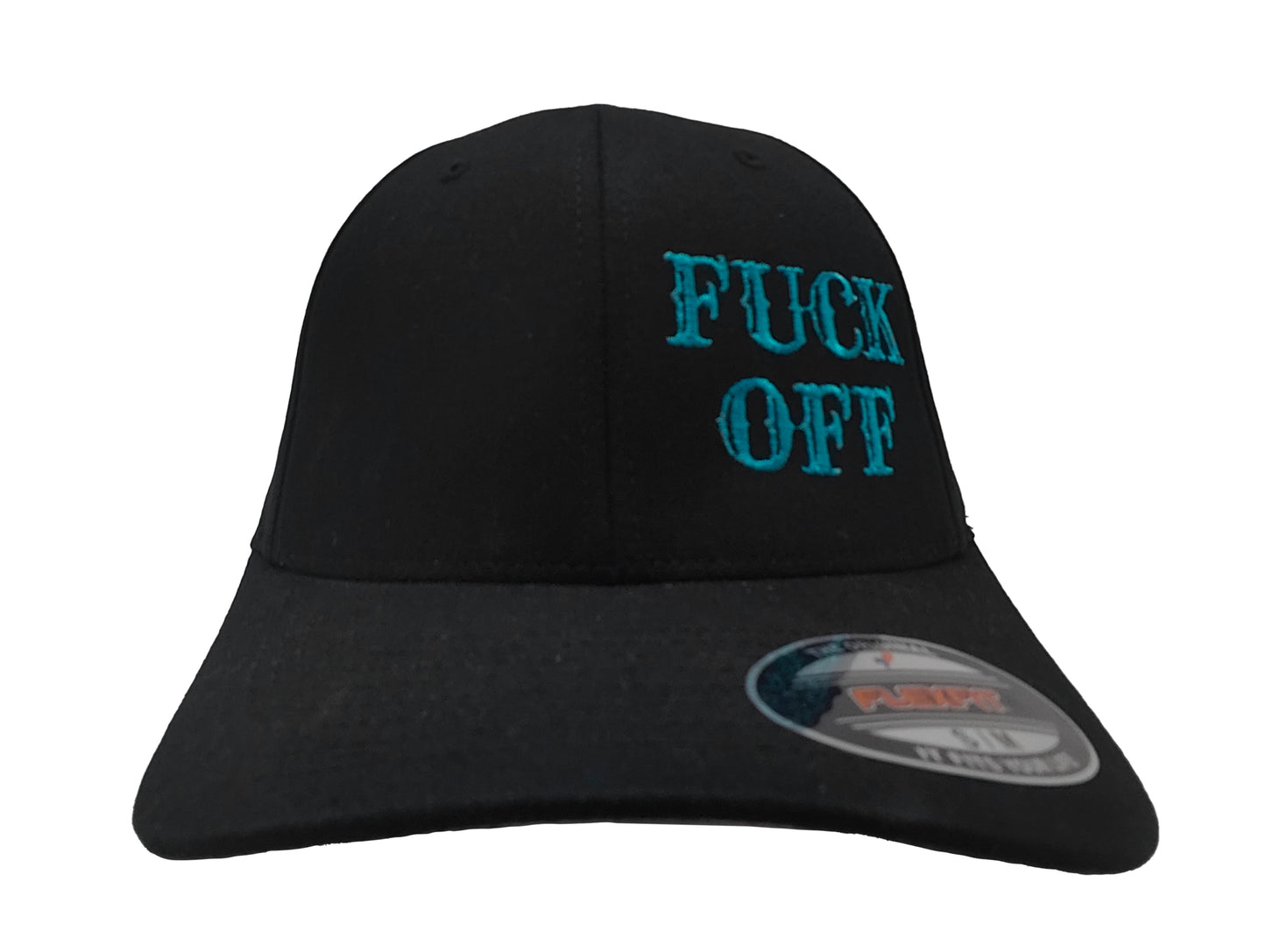 FUCK OFF FlexFit Adult Hat Black / Light Blue