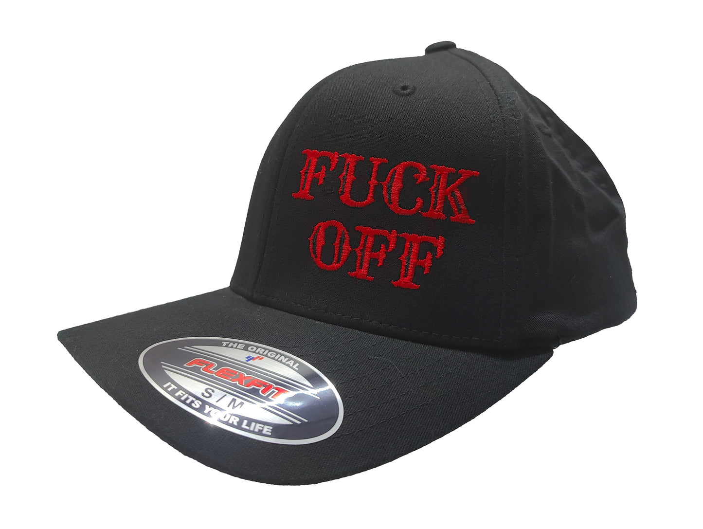 FUCK OFF FlexFit Adult Hat Black / Red