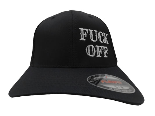 FUCK OFF FlexFit Adult Hat Black / White Mesh