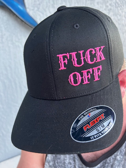 FUCK OFF FlexFit Adult Hat Black / Pink
