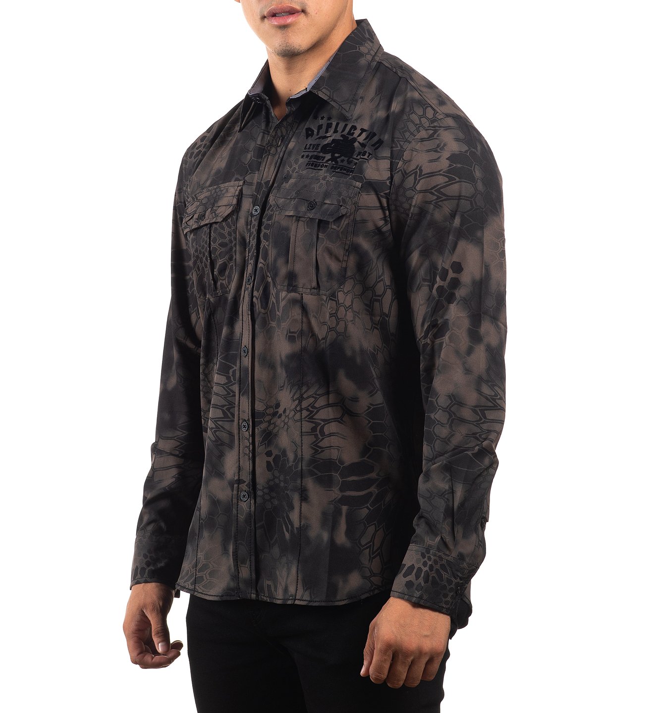 AFFLICTION'S MENS SANCTION LONG-SLEEVE BUTTON-DOWN SHIRT