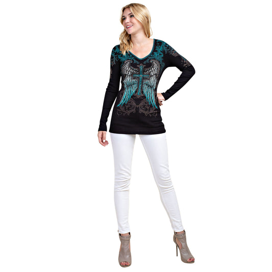Vocal Classic Cross Wing TOP W/ Stitches Long Sleeve