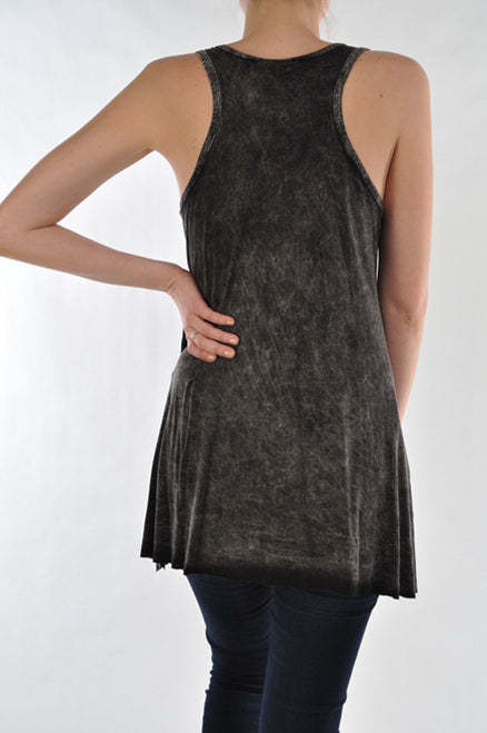 T Party FRINGE TANK TOP BLACK