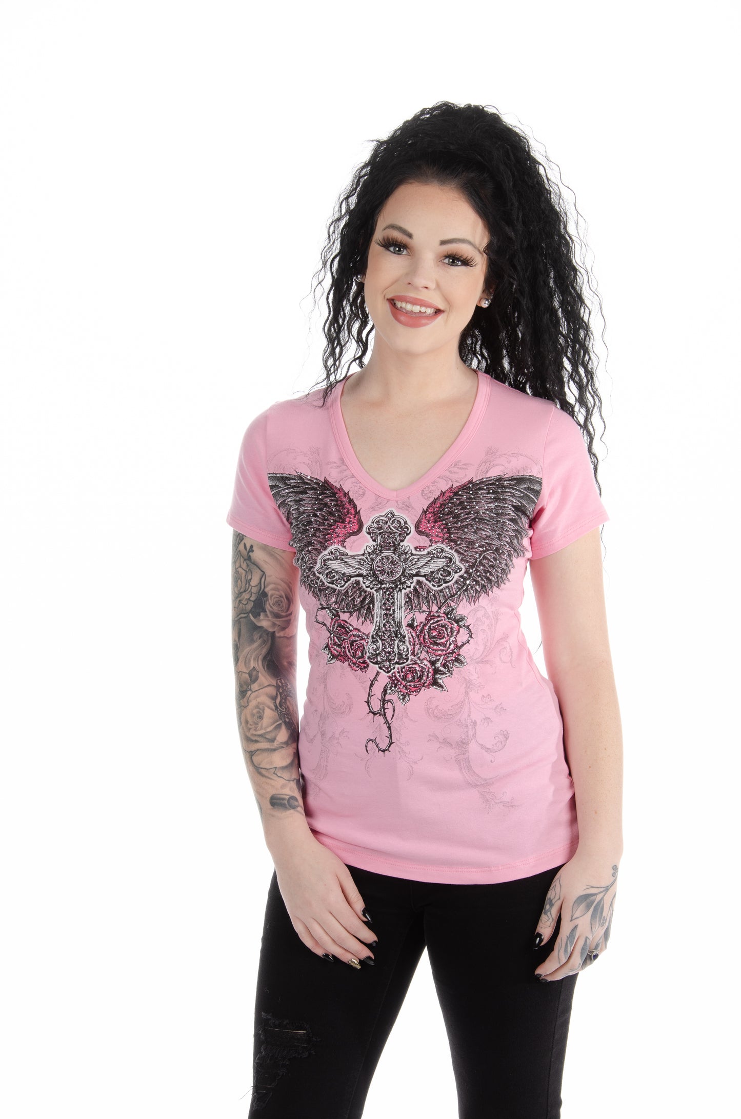 LIBERTY WEAR Temptress V-Neck Graphic Top