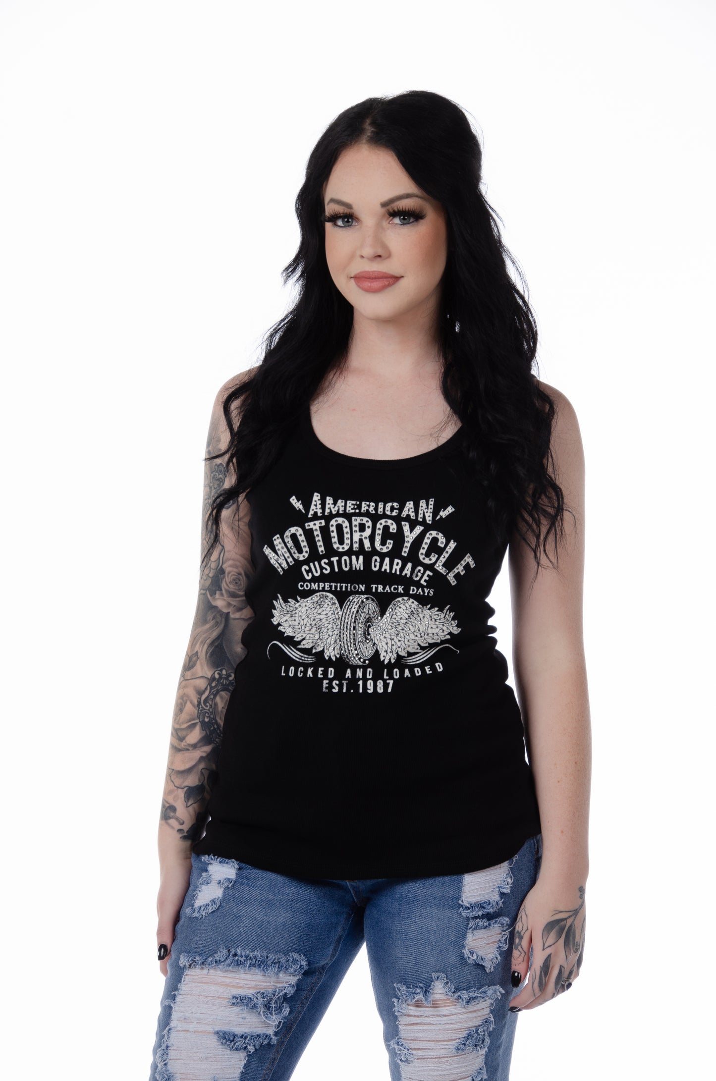 LIBERTY WEAR Road King Ribbed Tank w/ Rhinestones