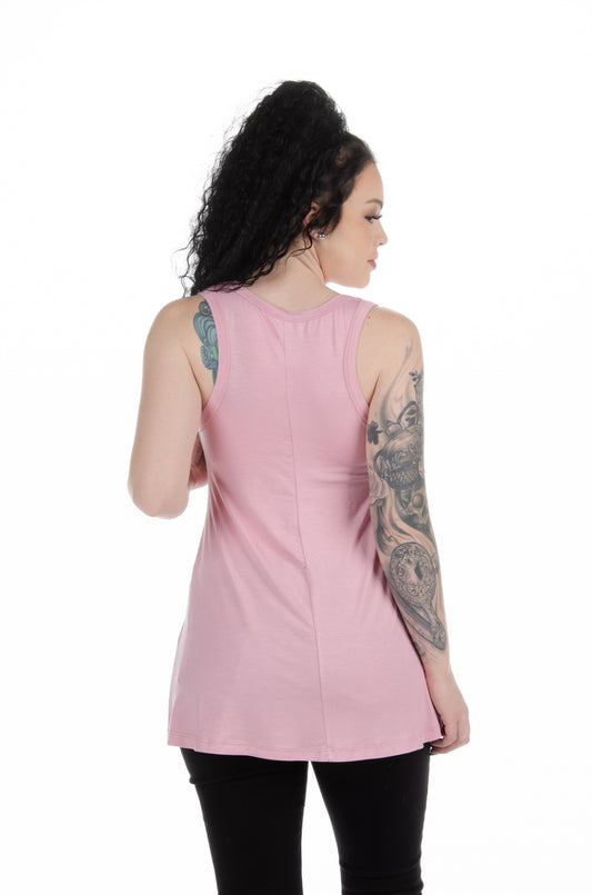 LIBERTY WEAR Mauve Tribal Print A-Line Tank w/ Rhinestones in Pink