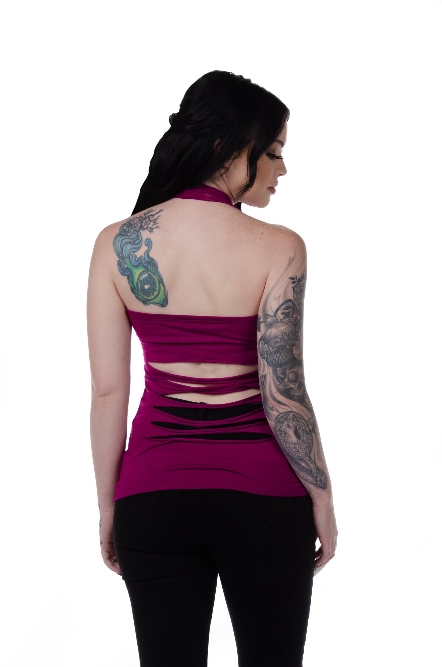 LIBERTY WEAR Vengeance Graphic Halter Top w/ Rhinestones