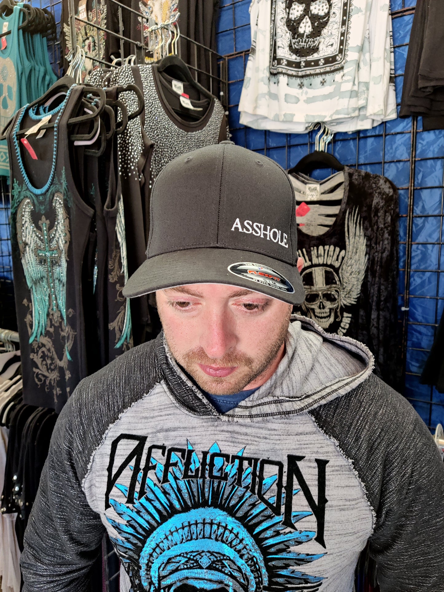 ASSHOLE FlexFit Adult Hat Black / White