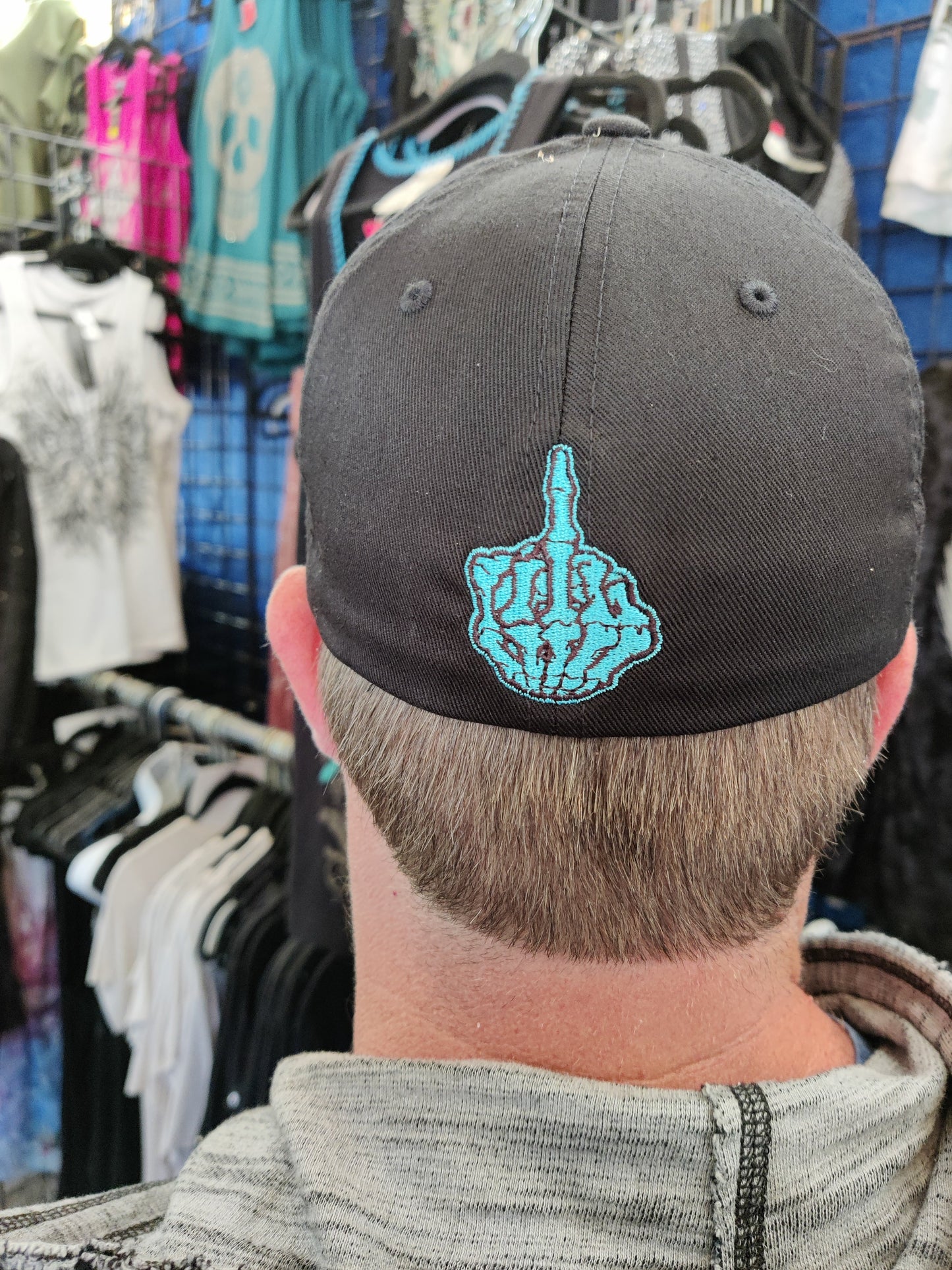 FUCK OFF FlexFit Adult Hat Black / Light Blue