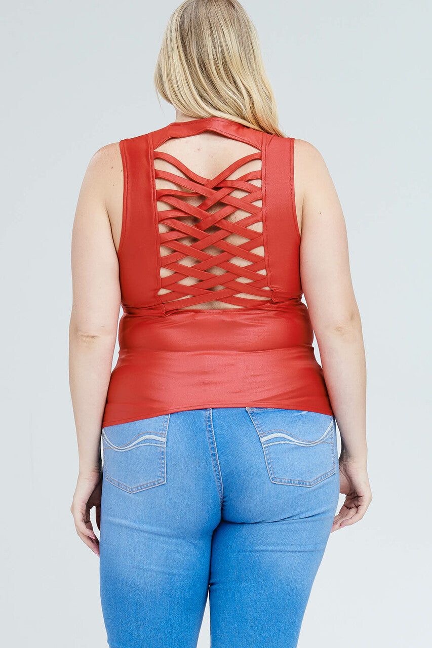 Oh Yes! PLUS SIZE FRONT LACE-UP TOP