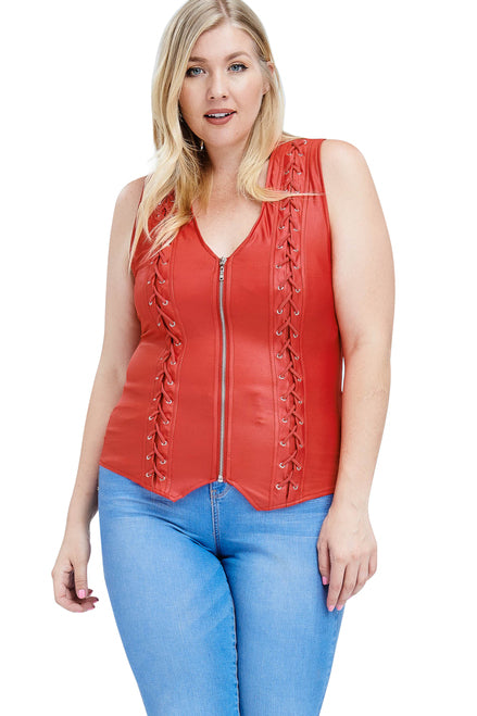 Oh Yes! PLUS SIZE FRONT LACE-UP TOP