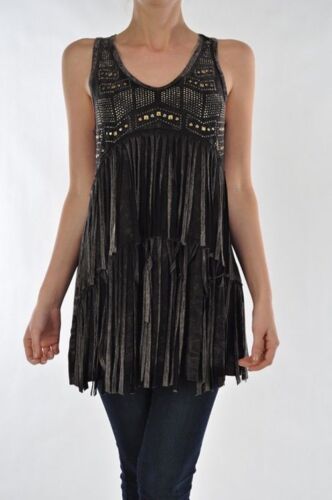 T Party FRINGE TANK TOP BLACK