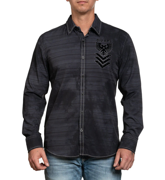 AFFLICTION'S MENS LAYTON LONG-SLEEVE WOVEN BUTTON-DOWN SHIRT