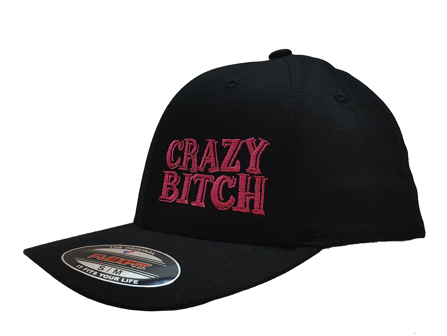 CRAZY BITCH FlexFit Adult Hat Black / Pink