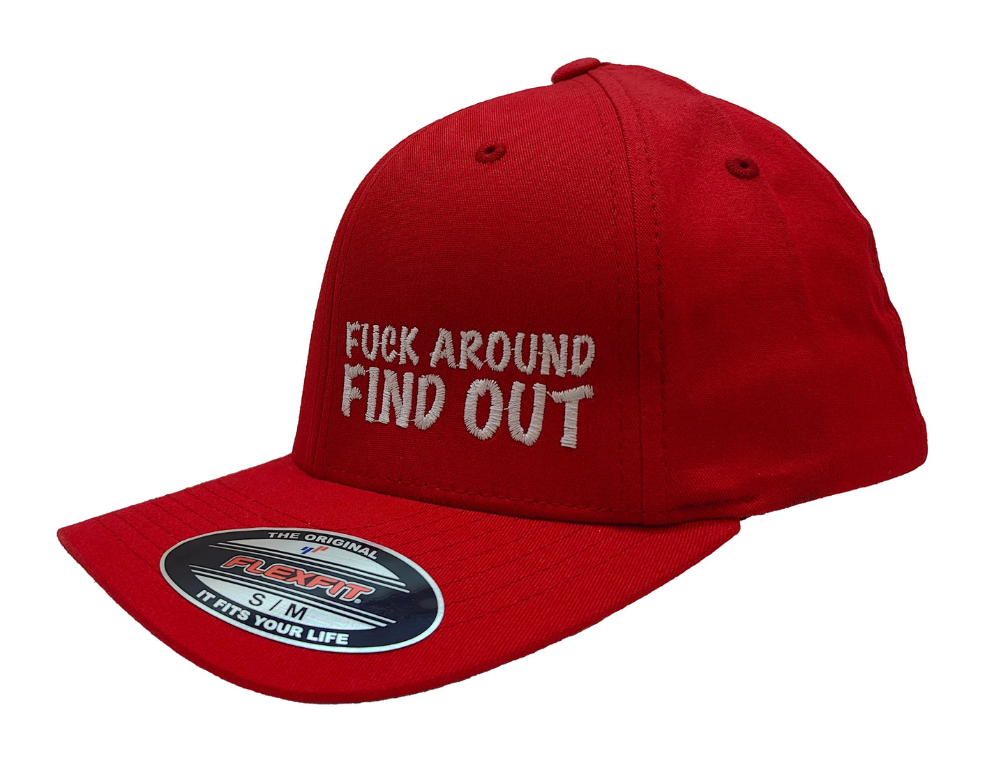 FUCK AROUND FIND OUT FlexFit Adult Hat Red / White