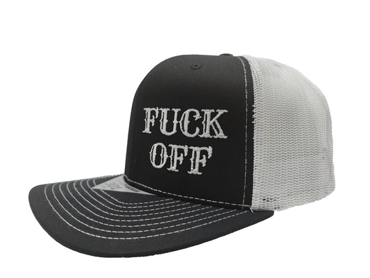 FUCK OFF Kamel Adult Flat Bill Hat 301 Black / White