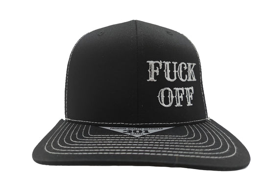 FUCK OFF Kamel Adult Flat Bill Hat 301 Black / White