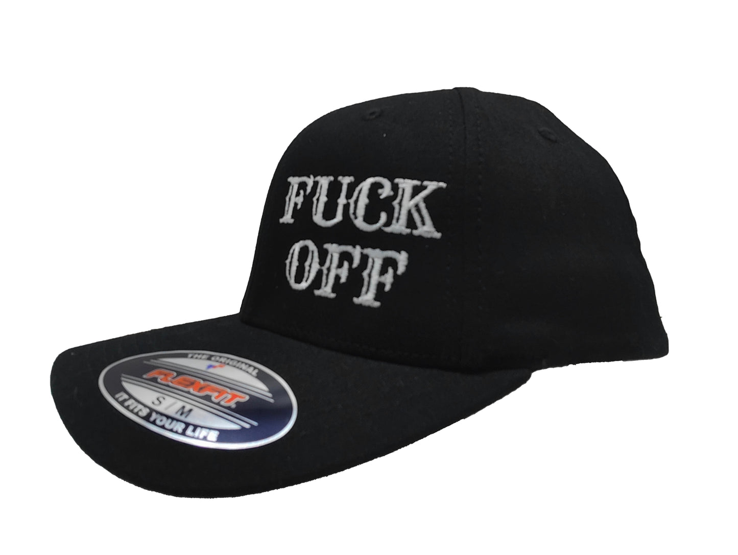 FUCK OFF FlexFit Adult Hat Black / White