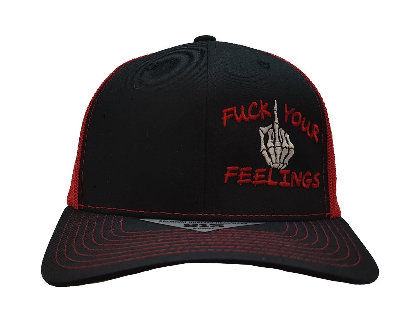 FUCK YOUR FEELINGS Kamel Adult Flat Bill Hat 301 Black / Red