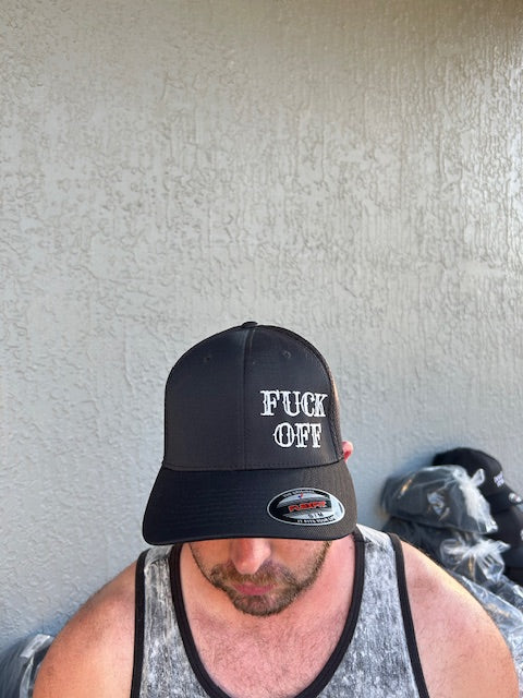 FUCK OFF FlexFit Adult Hat Black / White