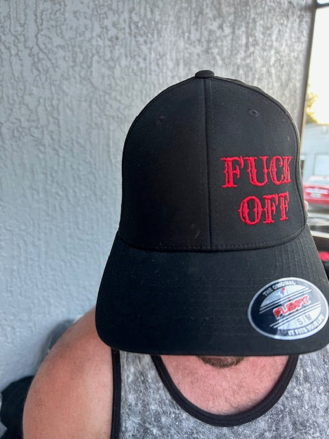 FUCK OFF FlexFit Adult Hat Black / Red