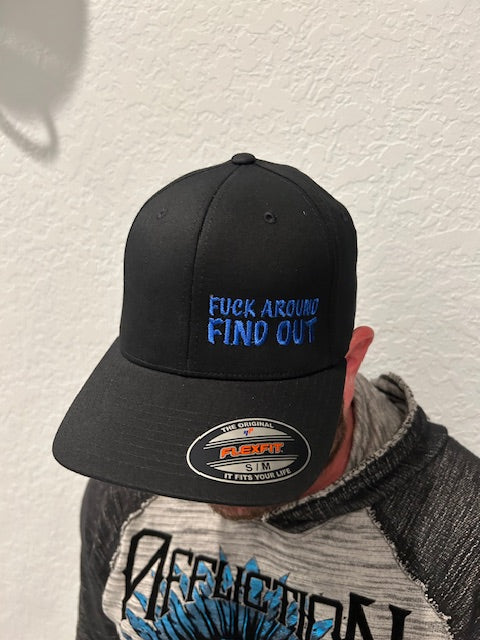 FUCK AROUND FIND OUT FlexFit Adult Hat Black / Blue
