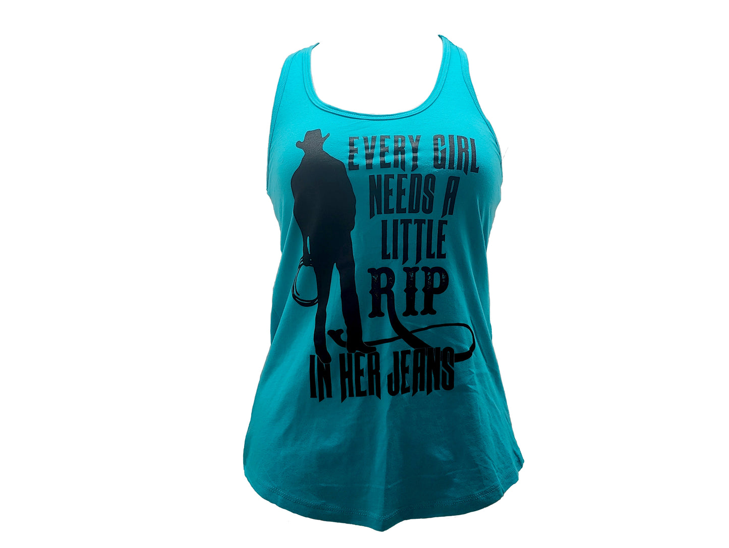 Every Girl Needs a Little Rip in Her Jeans Strap Back Tank
